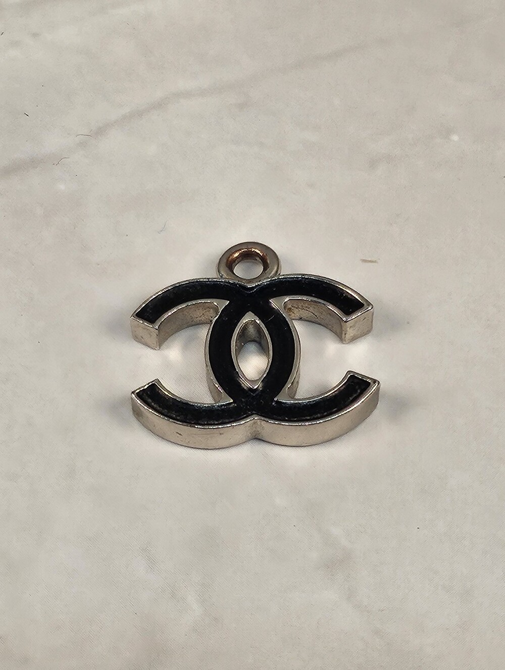 Chanel CC Black Enamel Pendant